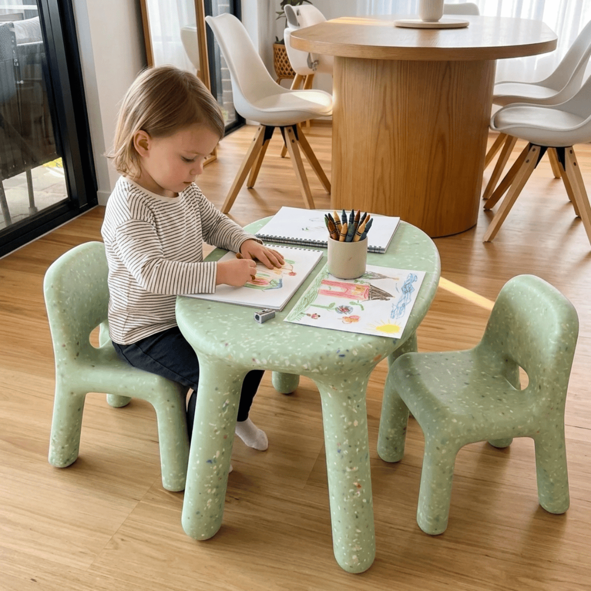 Funova Confetti Kids Table and Chairs Set - Sage