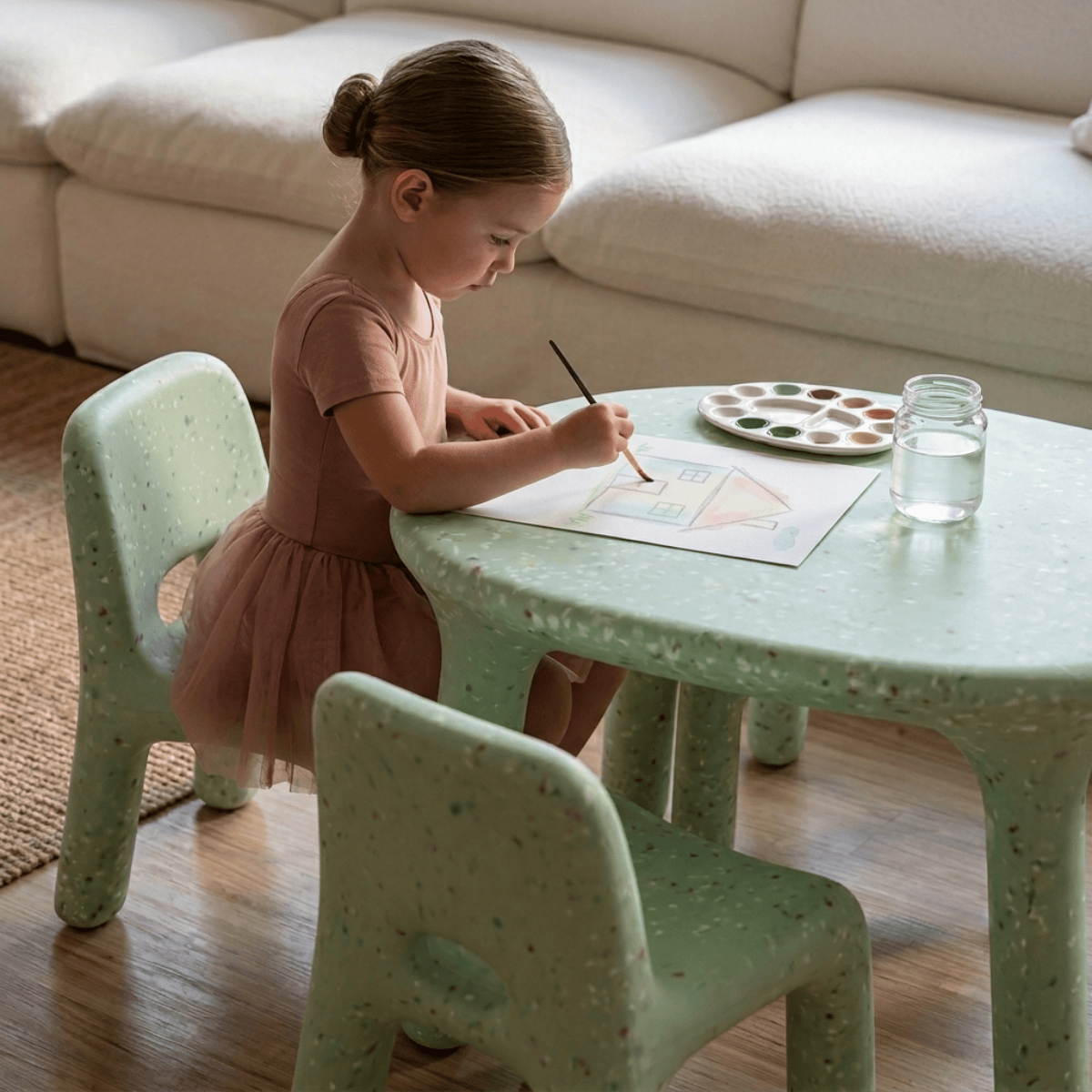 Funova Confetti Kids Table and Chairs Set - Sage