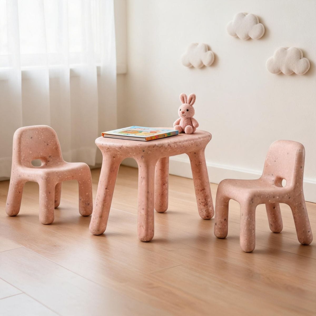 Funova Confetti Kids Table and Chairs Set - Peach