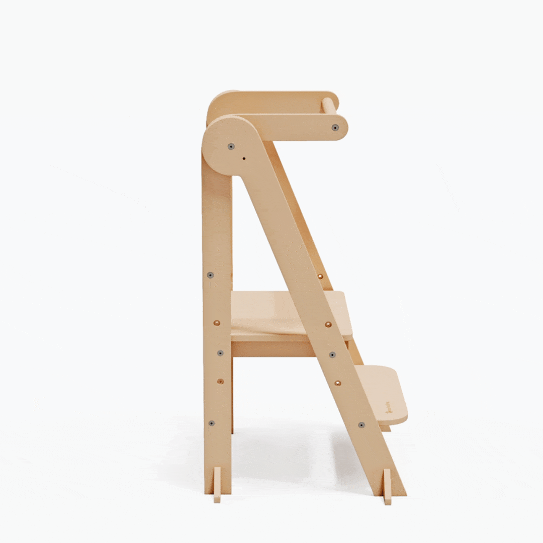 myduckling Deluxe Folding Adjustable Learning Tower - White/Natural