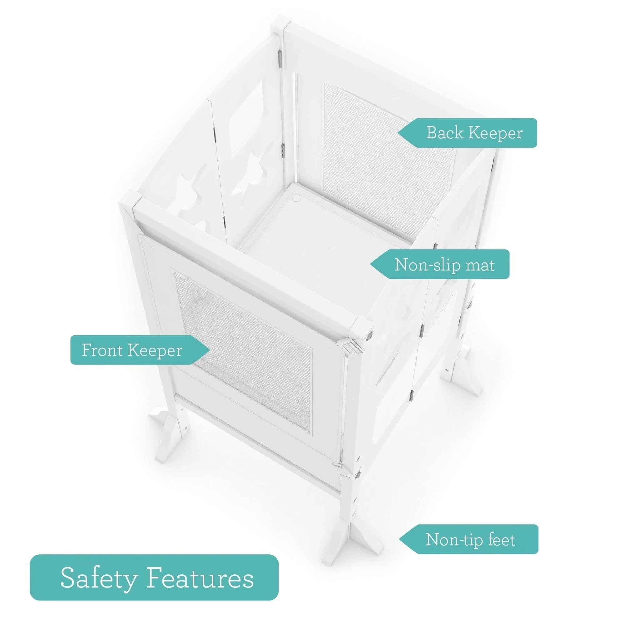 Guidecraft Classic Kitchen Helper Stool with 2 Keepers-White