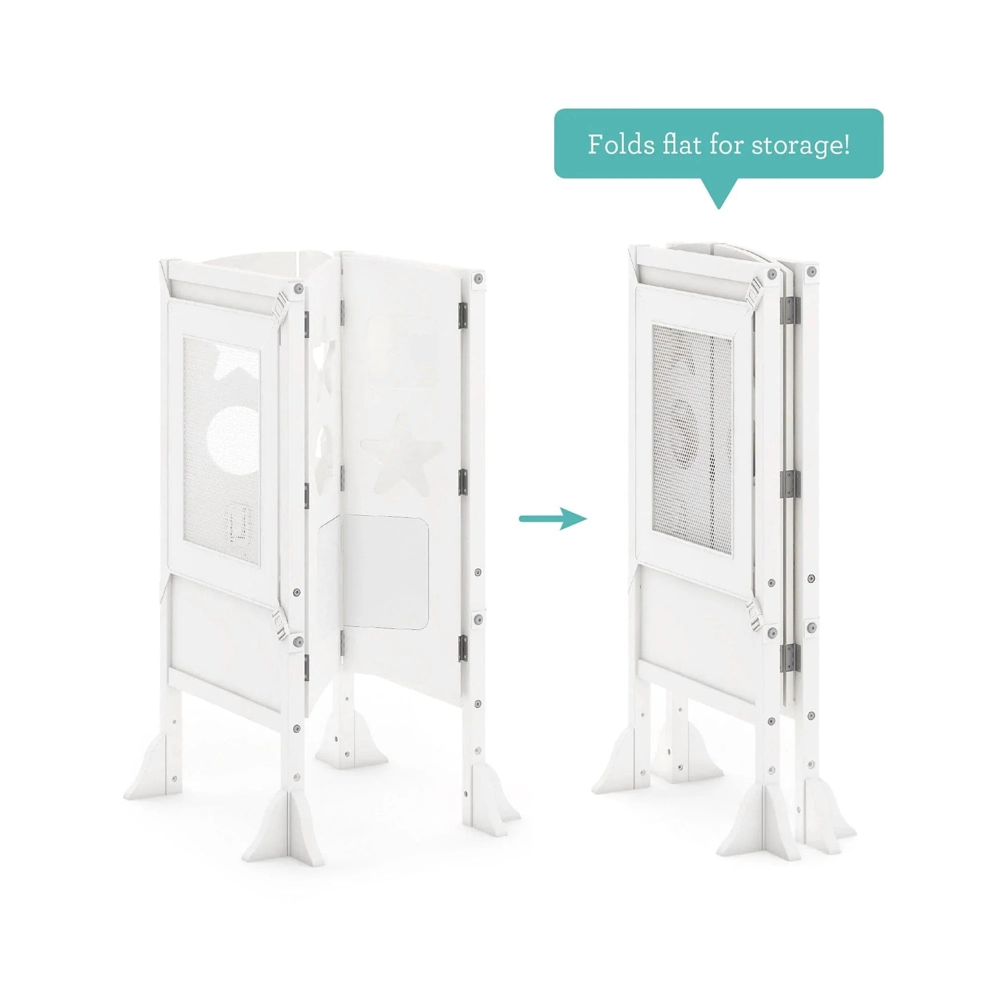 Guidecraft Classic Kitchen Helper Stool with 2 Keepers-White