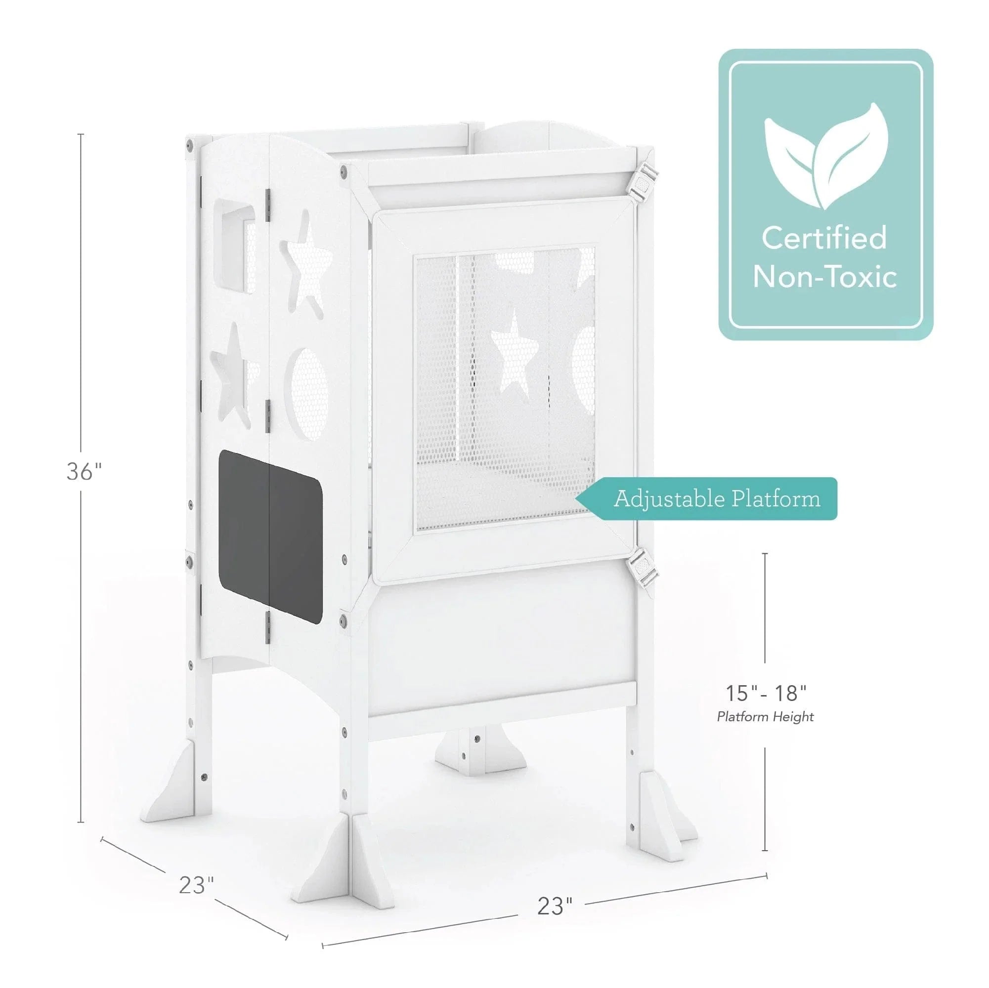 Guidecraft Classic Kitchen Helper Stool with 2 Keepers-White