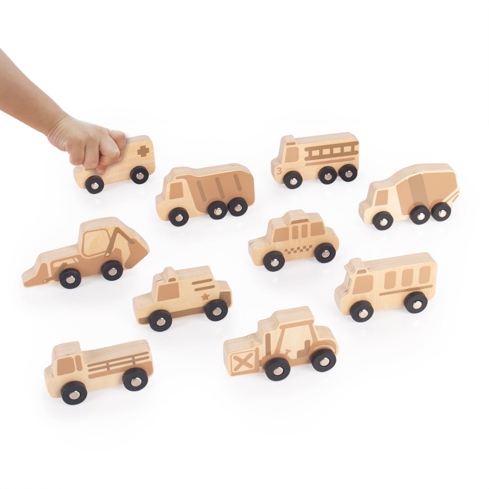 Guidecraft Mini Wooden Trucks - Set of 10