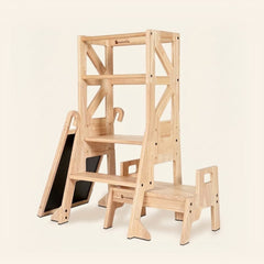 myduckling Deluxe Solid Wood Adjustable Learning Tower - Flag with Rectangle Handle