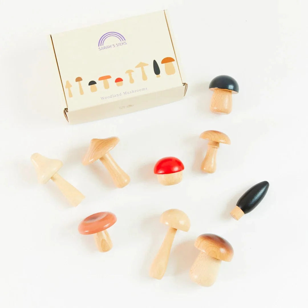 Sarah's Silks Wooden Mushrooms Set