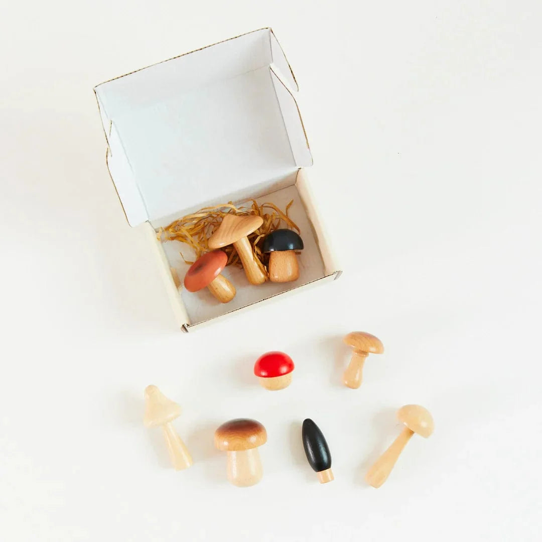 Sarah's Silks Wooden Mushrooms Set