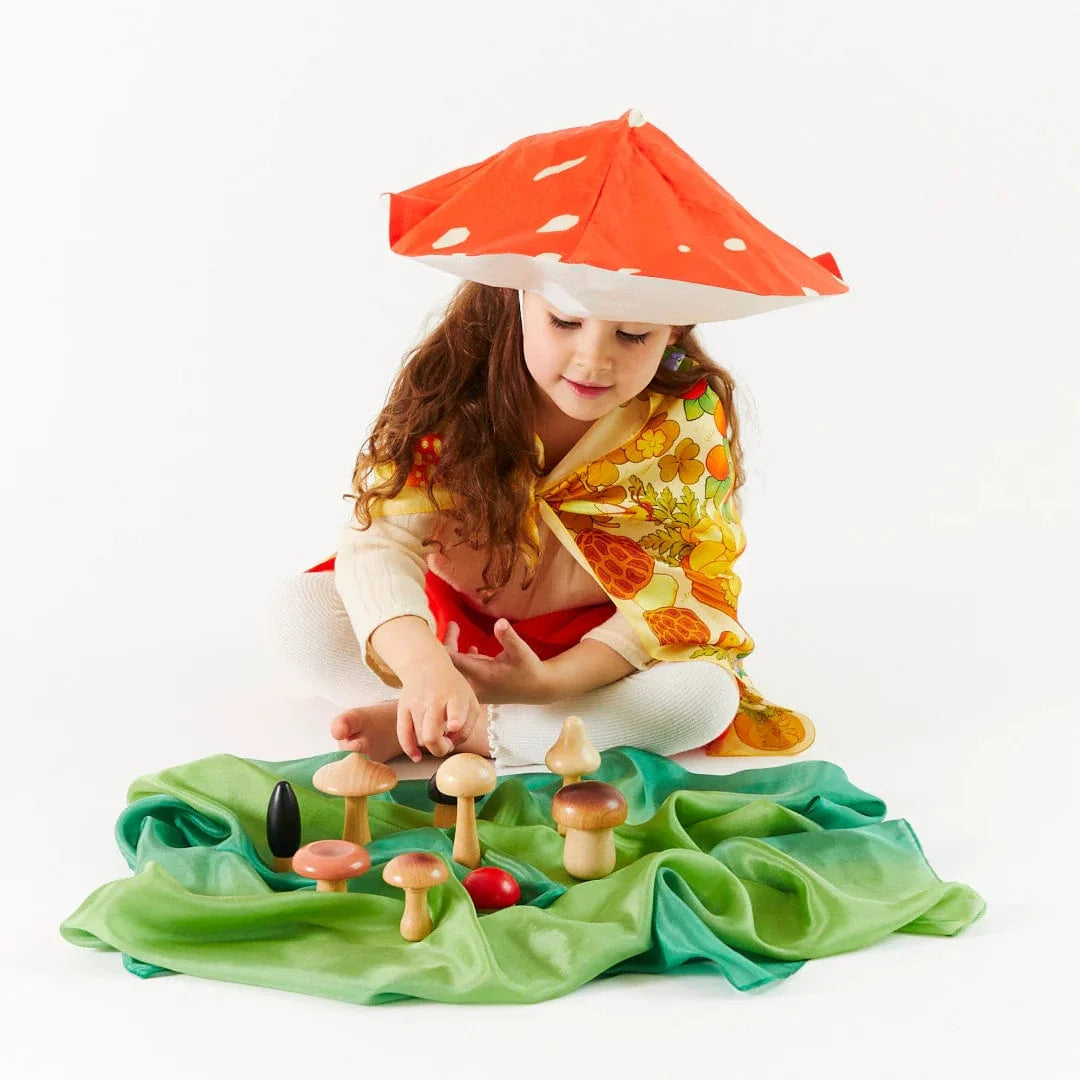 Sarah's Silks Wooden Mushrooms Set
