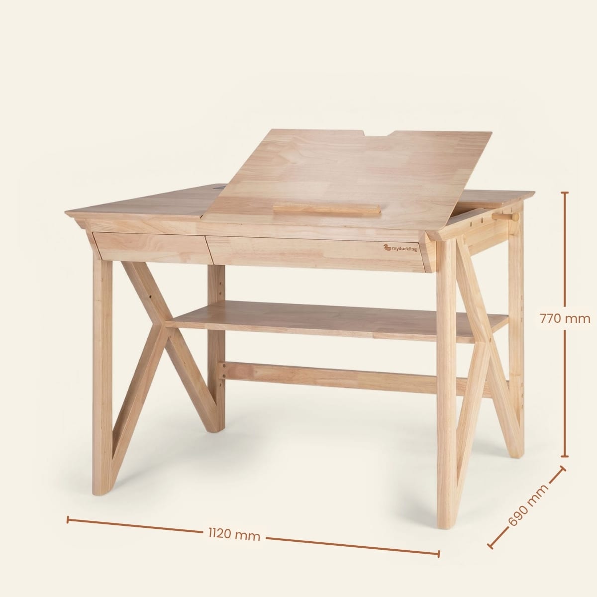 myduckling Solid Wood Study Desk With Easel