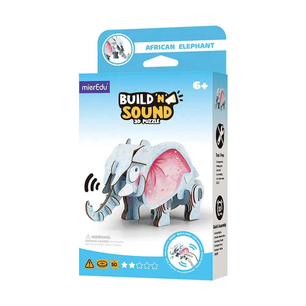 mierEdu Build 'n' Sound 3D Puzzle - African Elephant