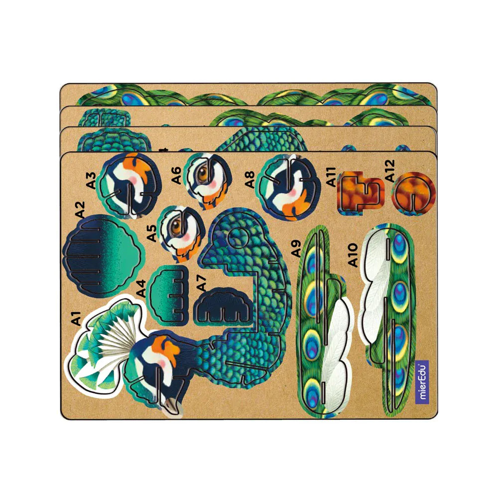 mierEdu Build 'n' Sound 3D Puzzle - Peacock
