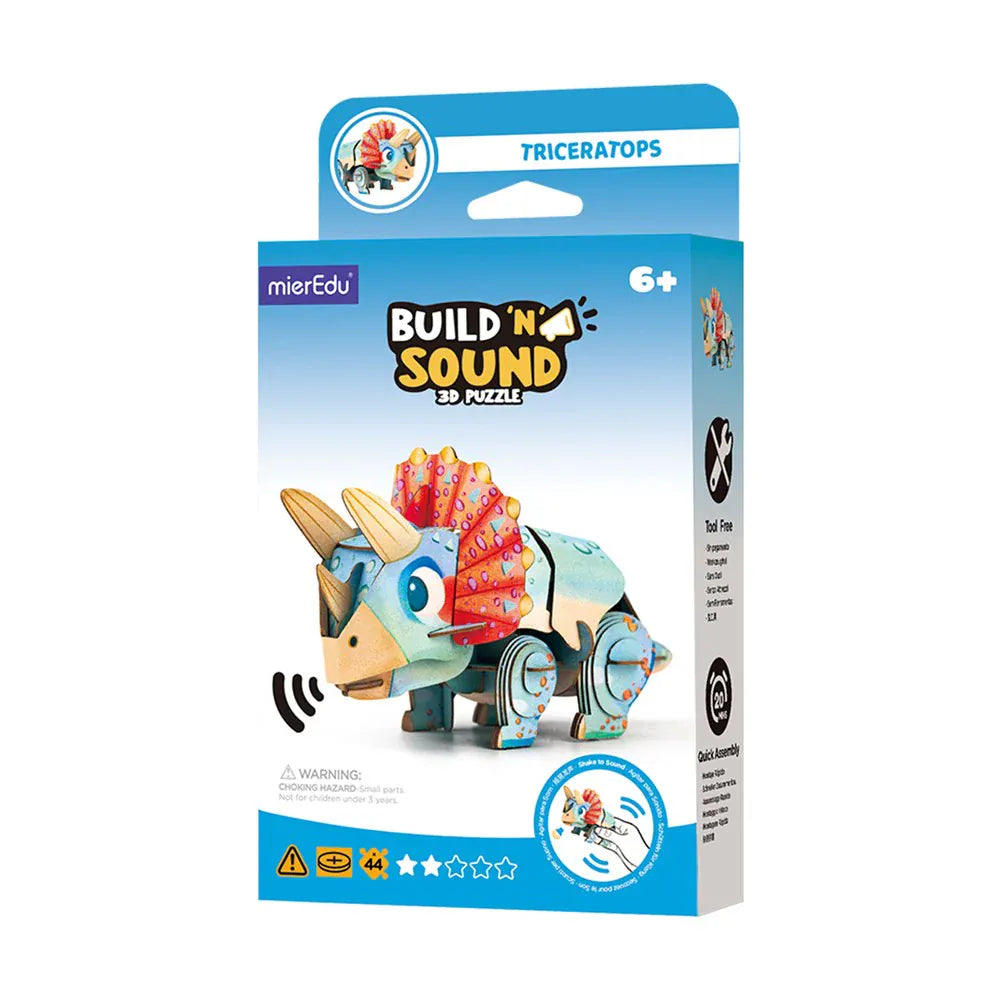 mierEdu Build 'n' Sound 3D Puzzle - Triceratops