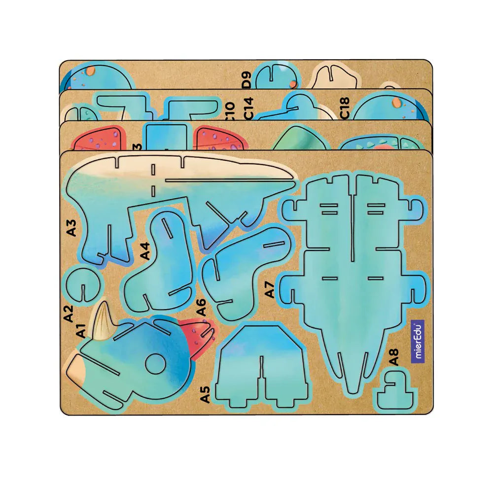 mierEdu Build 'n' Sound 3D Puzzle - Triceratops