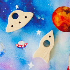 Sarah's Silks Wooden Toy - Rocketship - Maple