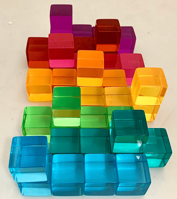 Papoose Toys Bright Lucite Cubes 40-piece set