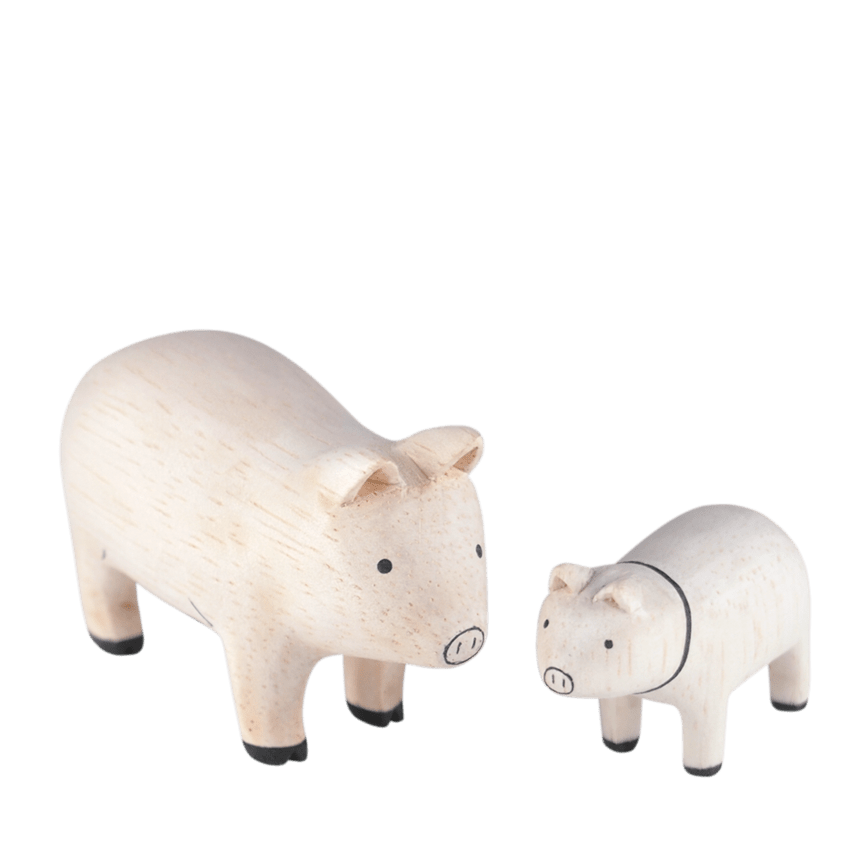 T-Lab Pole Pole Wooden Animal Pair Set - Pig