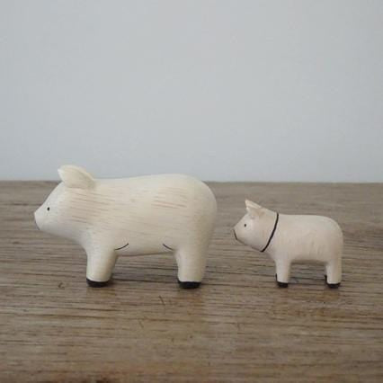T-Lab Pole Pole Wooden Animal Pair Set - Pig