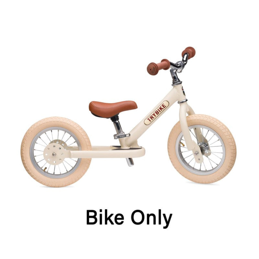 Trybike Steel 2 Wheel Balance Bike - Cream Vintage