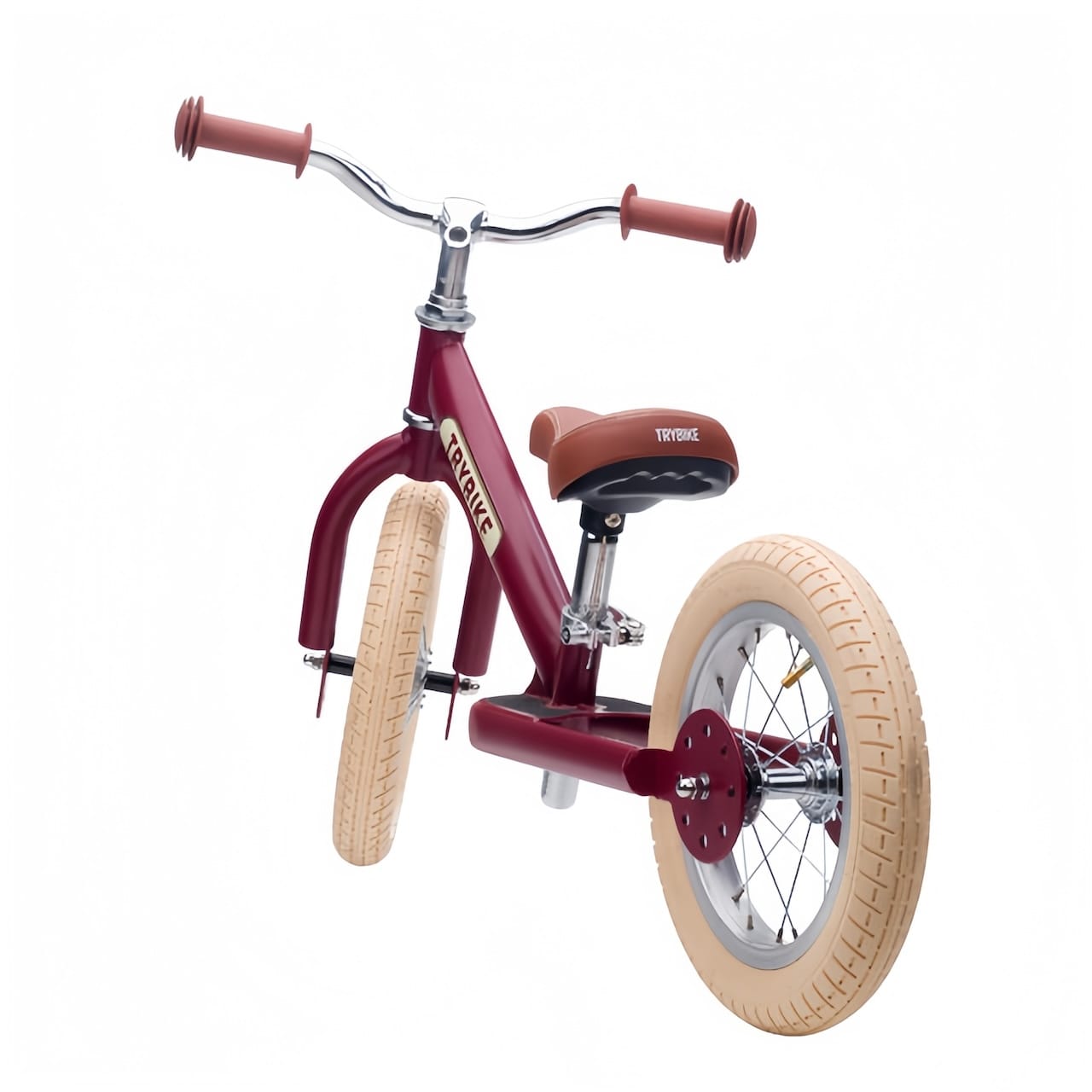 Trybike Steel 2 Wheel Balance Bike - Red Vintage