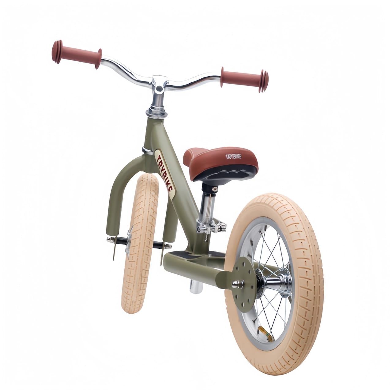 Trybike Steel 2 Wheel Balance Bike - Green Vintage