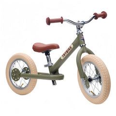Trybike Steel 2 Wheel Balance Bike - Green Vintage