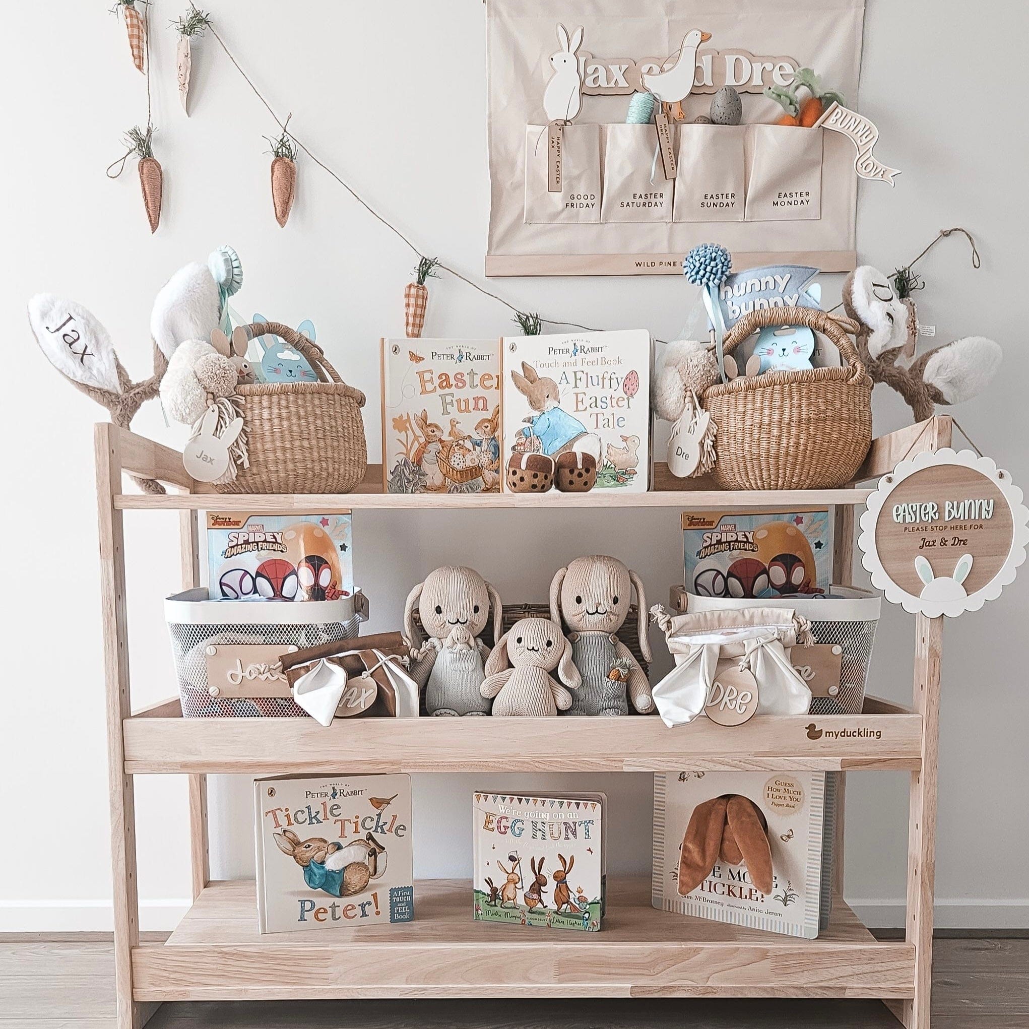 myduckling Adjustable Solid Wood 3 Layer Storage Shelf