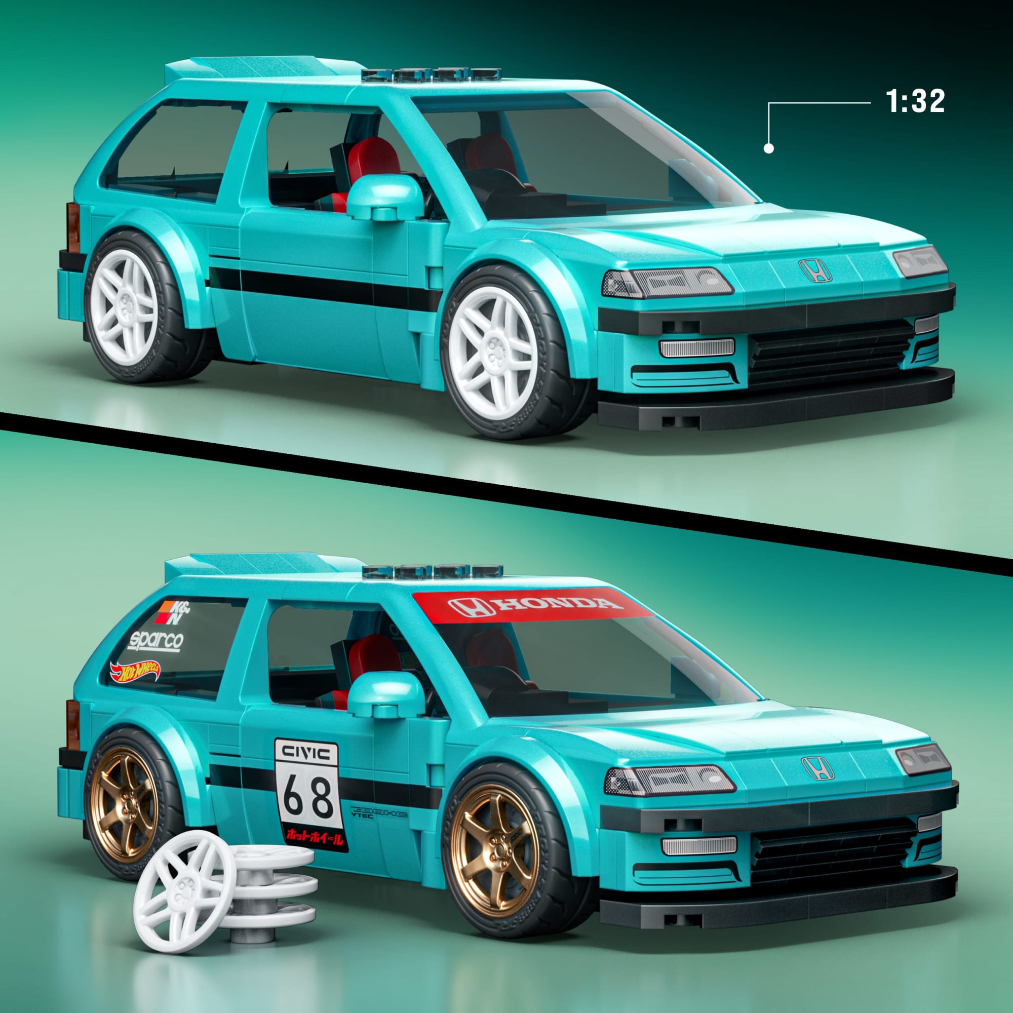Mattel Brick Shop Hot Wheels Custom ’90 Honda Civic EF Building Set