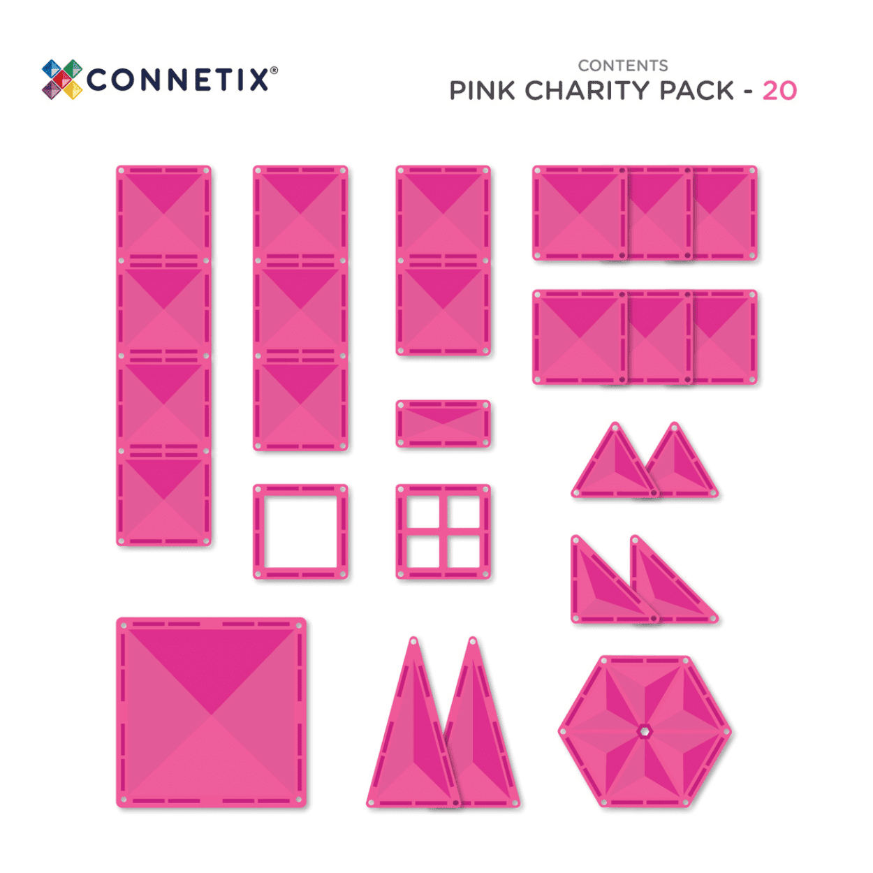 Connetix Tiles Charity Pack Pink 20 pc
