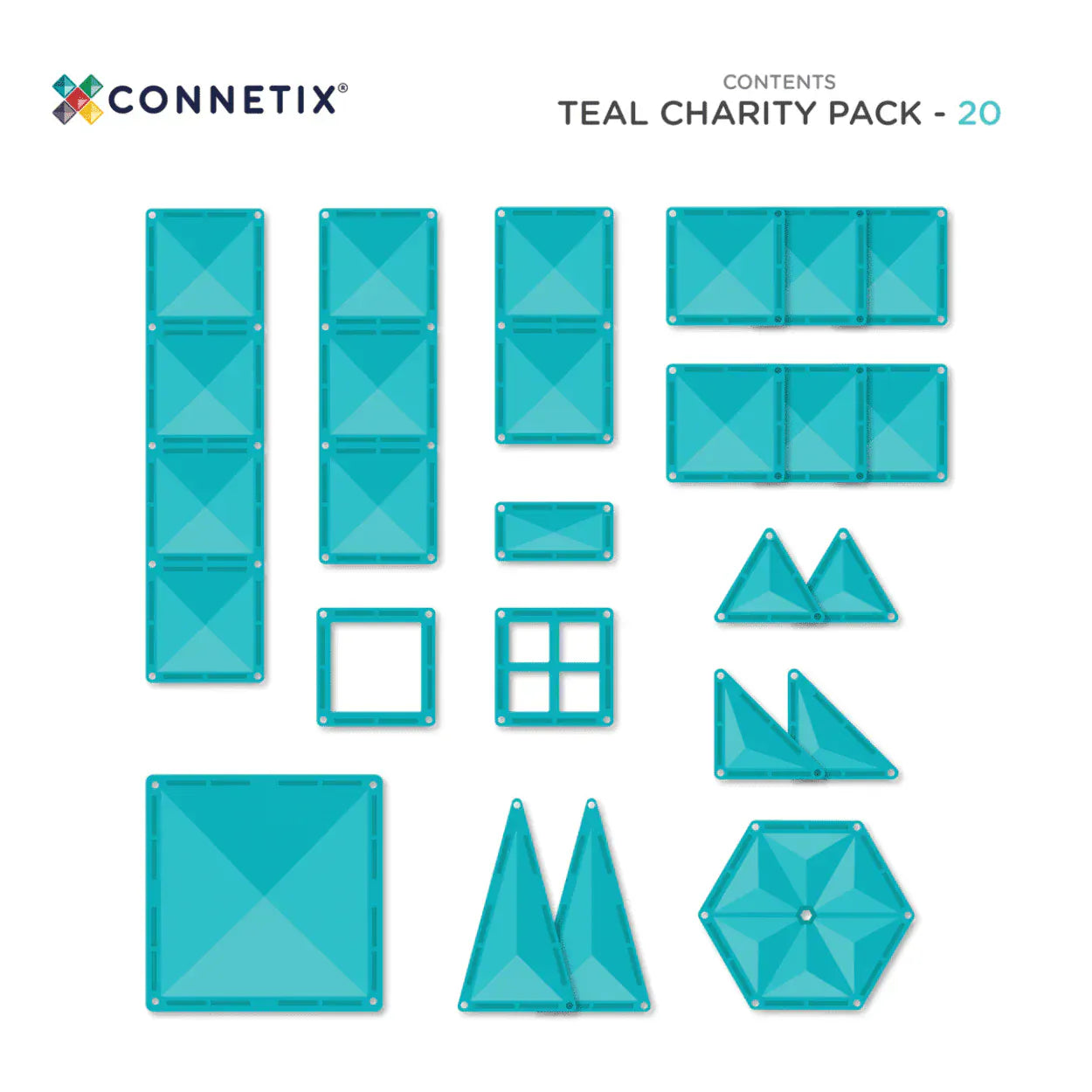 Connetix Tiles Charity Pack Teal 20 pc
