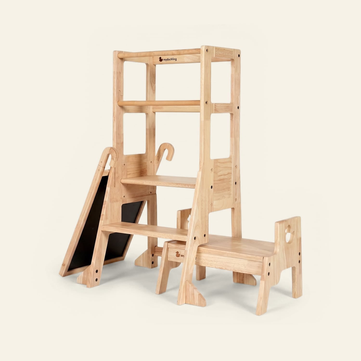 myduckling Solid Wood Adjustable Learning Tower 3 in 1 - Duck Stool