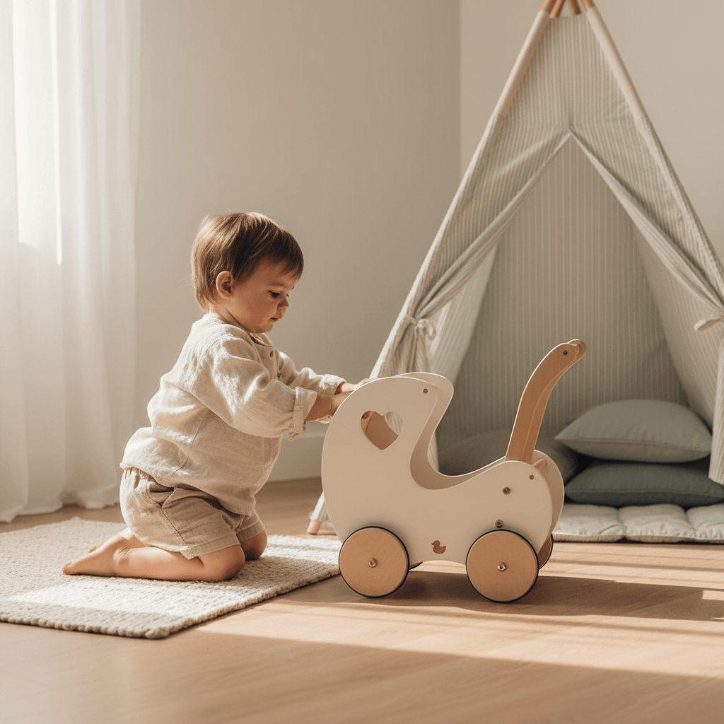 myduckling Doll Pram Walker - White