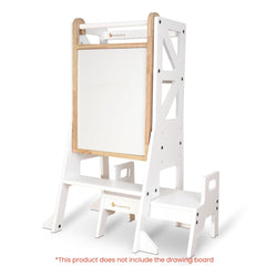 myduckling Deluxe Adjustable Learning Tower (White) - Flag with Rectangle Handle