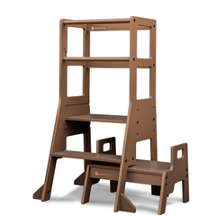 myduckling Adjustable Learning Tower with Stool – Mocha Brown