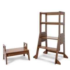 myduckling Adjustable Learning Tower with Stool – Mocha Brown