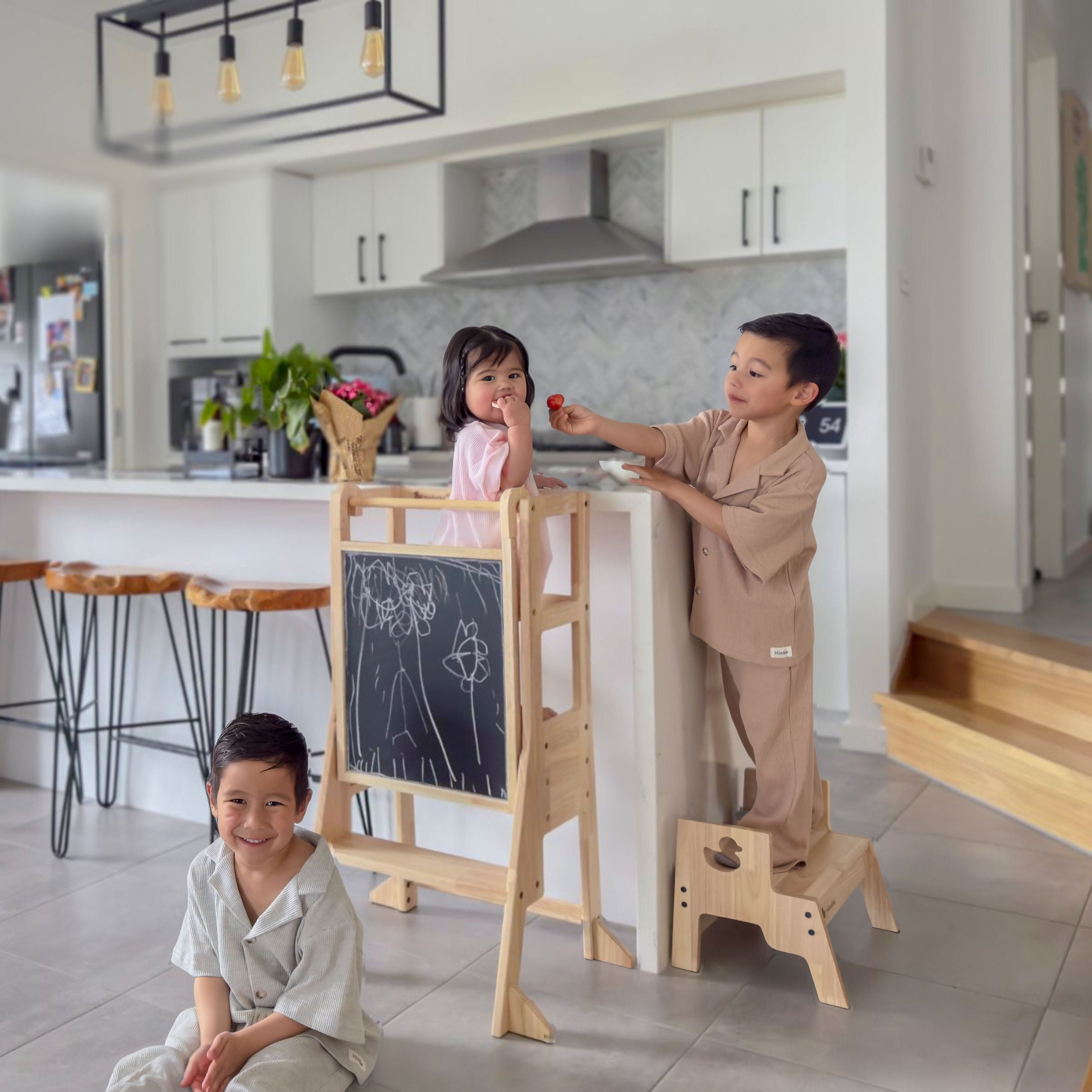 myduckling Solid Wood Adjustable Learning Tower 3 in 1 - Duck Stool