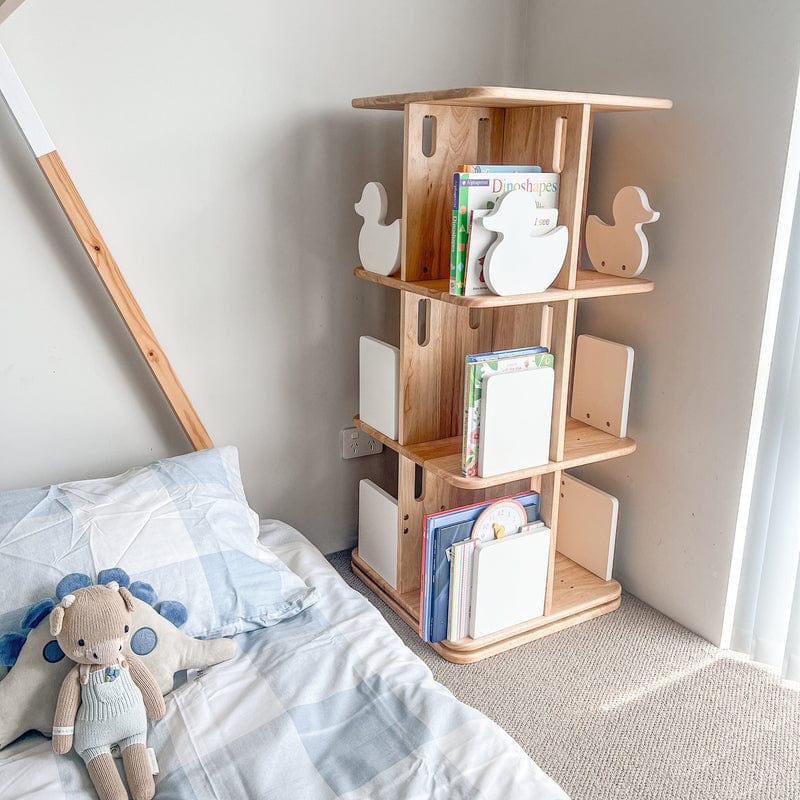 myduckling Montessori Rotating Bookcase - Natural/White