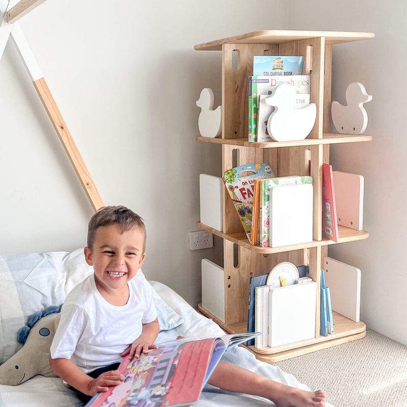 myduckling Montessori Rotating Bookcase - Natural/White