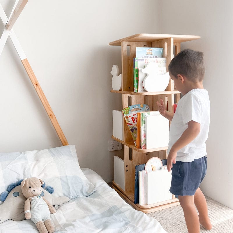 myduckling Montessori Rotating Bookcase - Natural/White