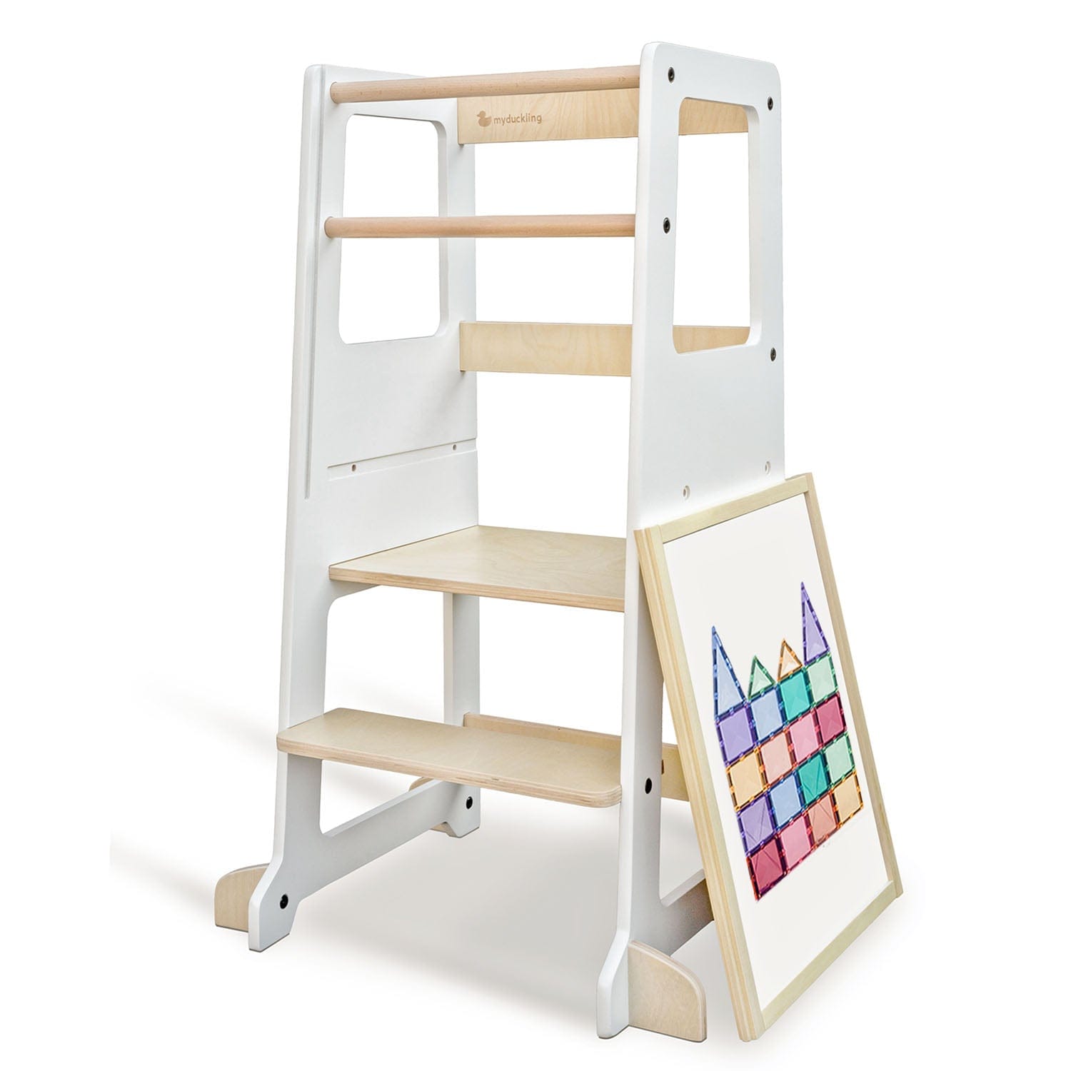 myduckling Adjustable Learning Tower 2 in 1 - White/Natural