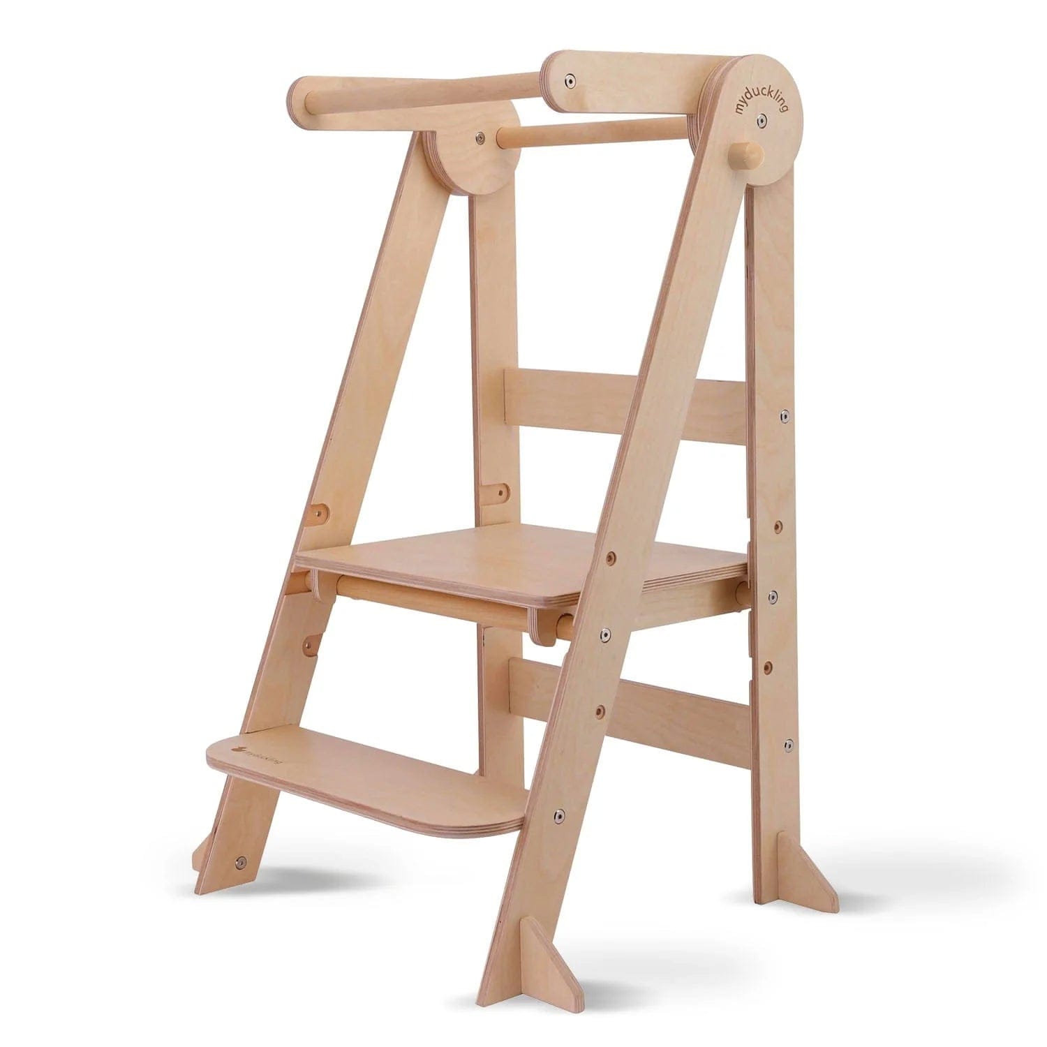myduckling Deluxe Folding Adjustable Learning Tower - Natural