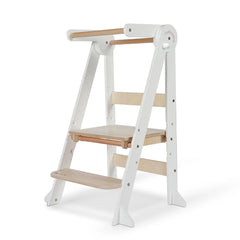 myduckling Deluxe Folding Adjustable Learning Tower - White/Natural