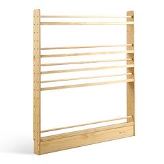 myduckling 5 Tier Adjustable Solid Wood Bookshelf