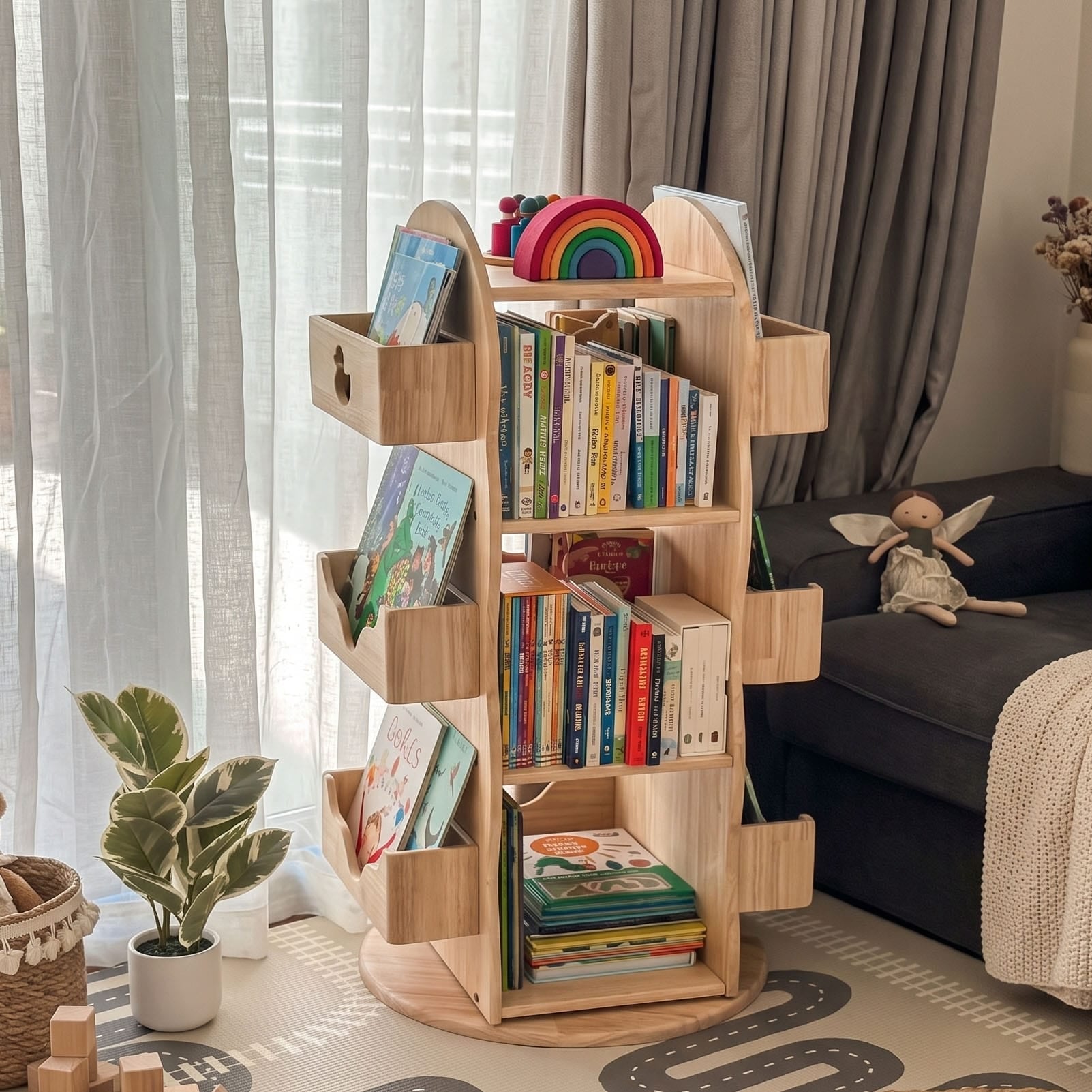 myduckling BINDI Revolving Solid Wood Bookcase