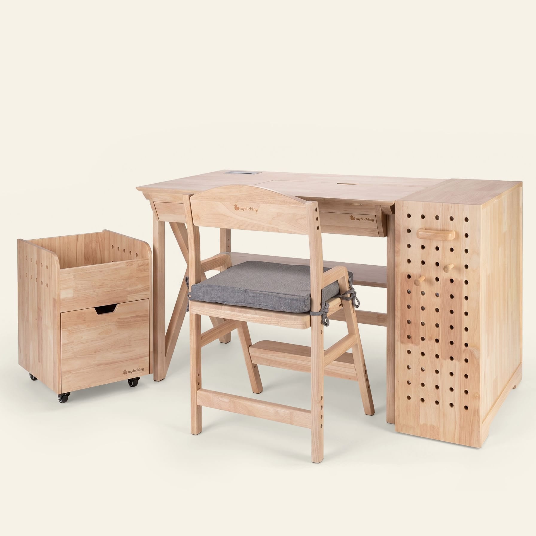 myduckling Solid Wood Kids Study Desk & Chair Complete Set