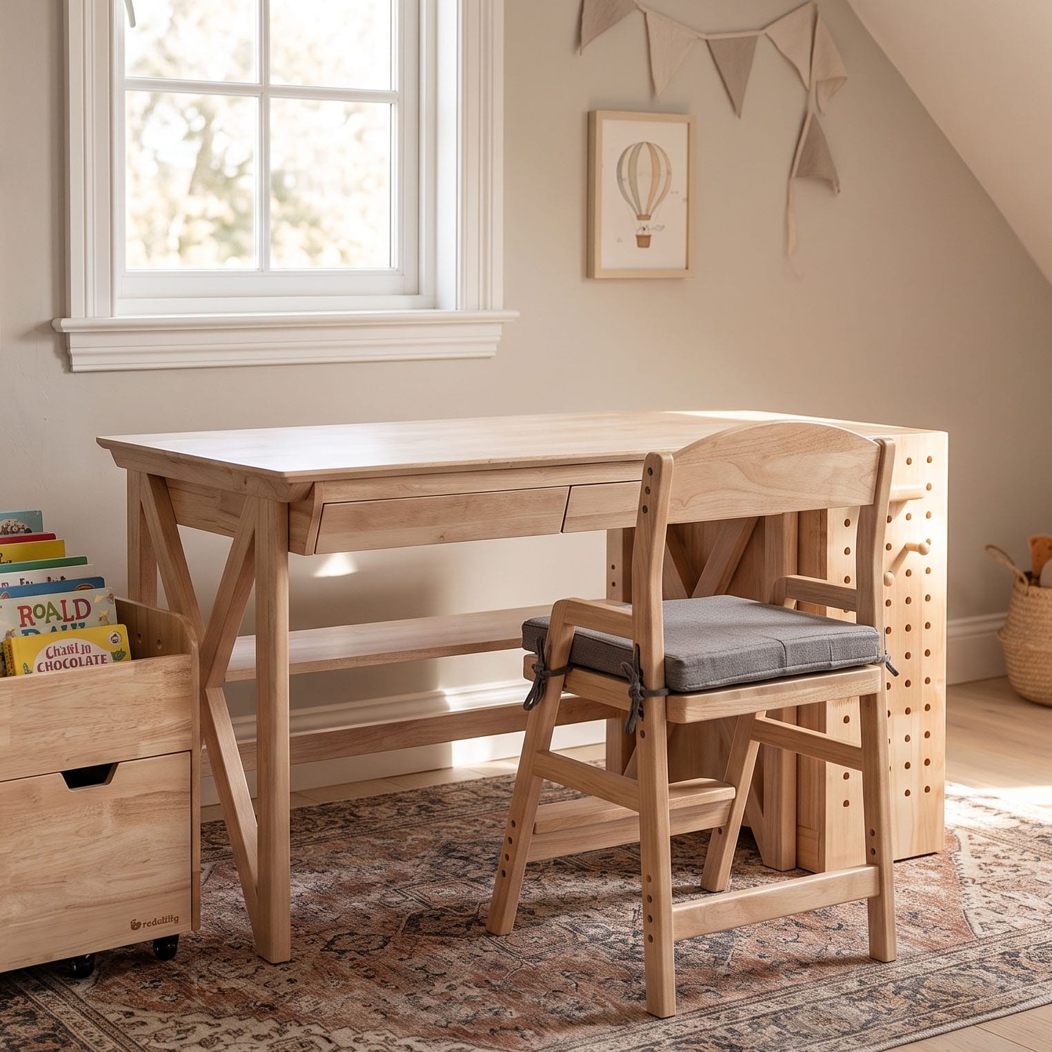myduckling Solid Wood Kids Study Desk & Chair Complete Set