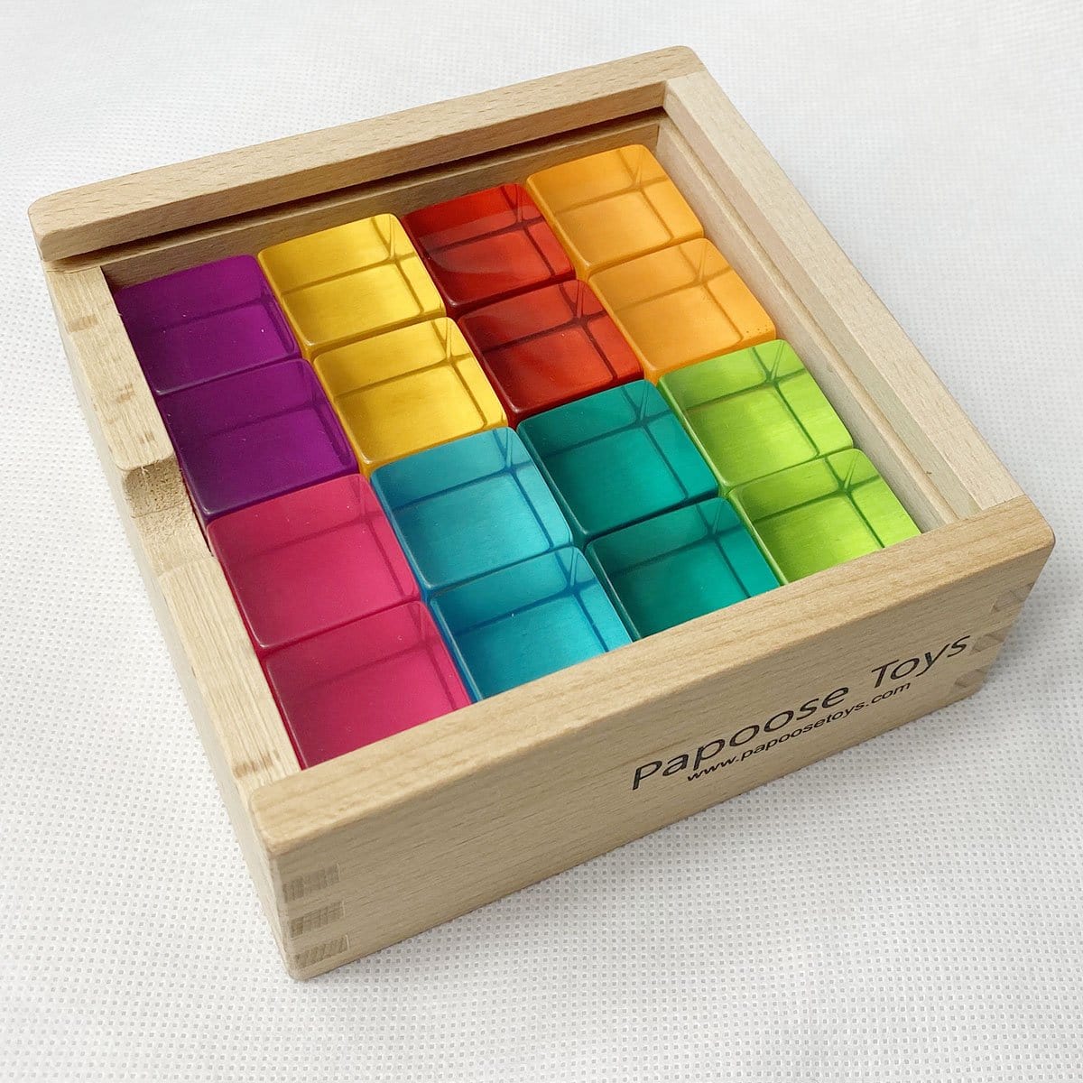 Papoose Toys Bright Lucite Cubes - 16 Pieces