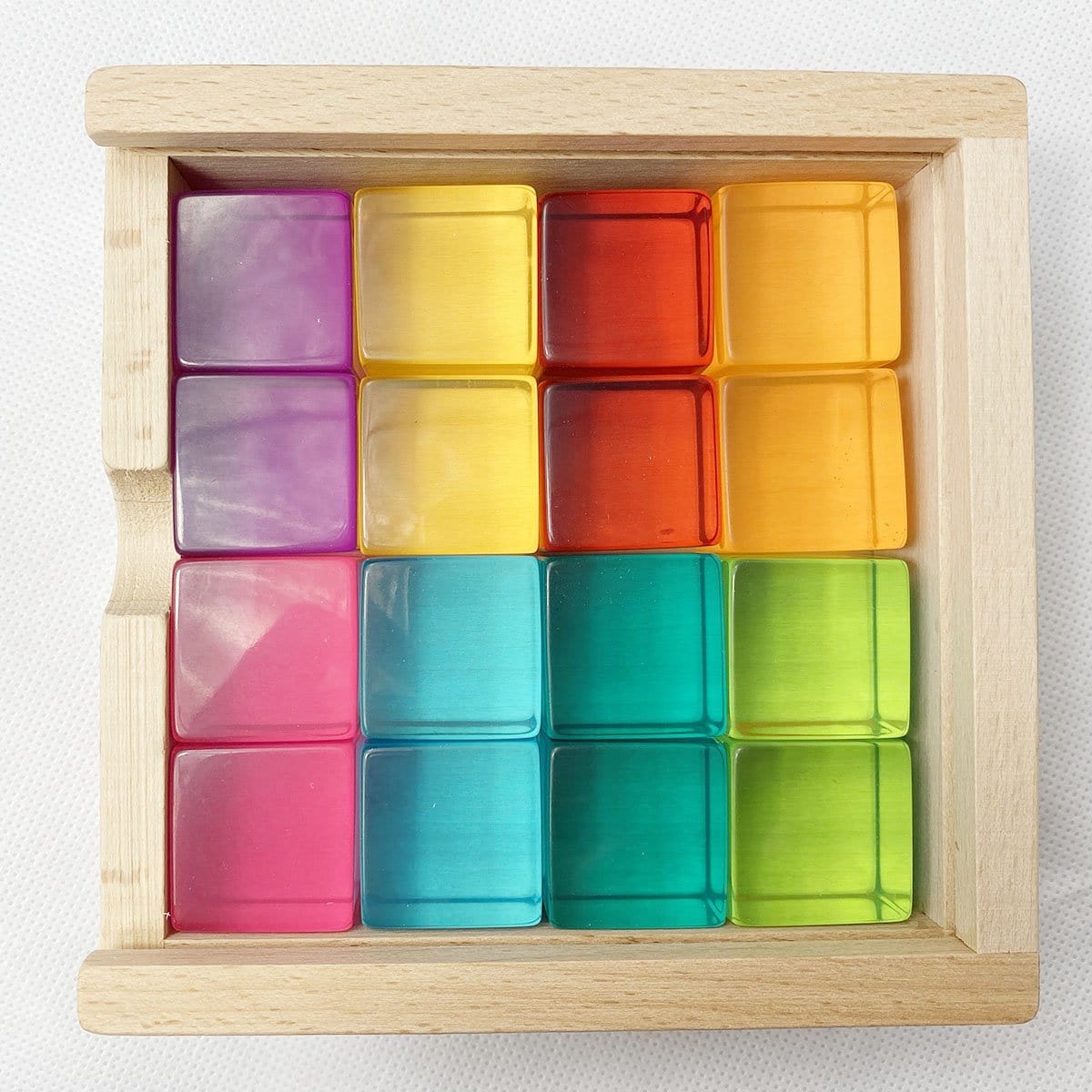 Papoose Toys Bright Lucite Cubes - 16 Pieces