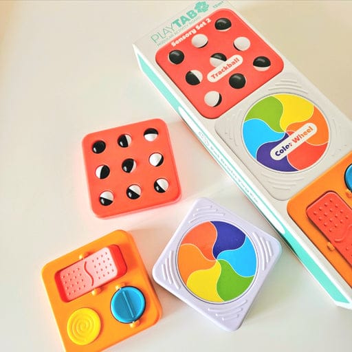 Fat Brain Toys PlayTab Sensory Set 2 (Trackball Tile, Colour Wheel, Switches Tile)