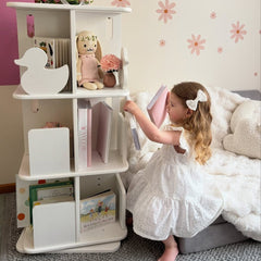 myduckling Montessori Rotating Bookcase - White
