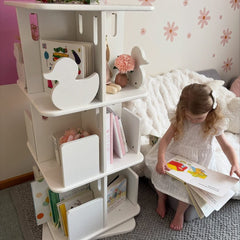 myduckling Montessori Rotating Bookcase - White